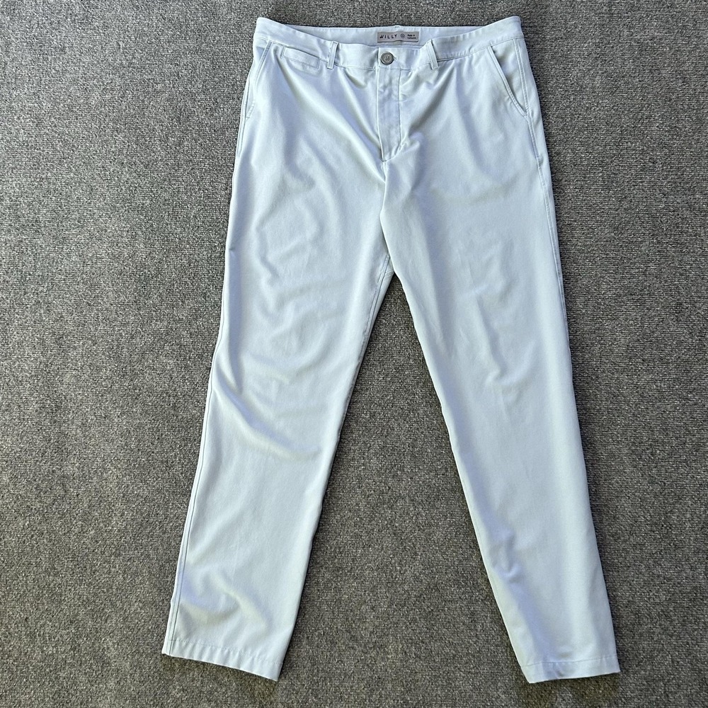 Willy Pants Mens 36x32 Blue Stretch Chino Slim‎ Fit Made USA Lightweight Casual